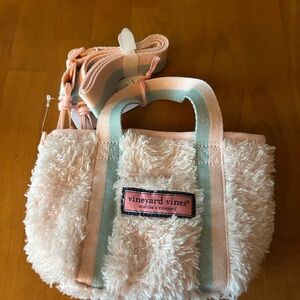 Vineyard Vines Pink and Cream Fuzzy Bag